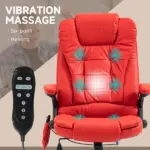 Heated Massage Office Desk Chair, Heated Reclining Computer Chair with 6 Vibration Points, Armrest and Remote, Red - Image 4