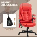 Heated Massage Office Desk Chair, Heated Reclining Computer Chair with 6 Vibration Points, Armrest and Remote, Red - Image 5