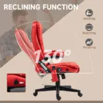 Heated Massage Office Desk Chair, Heated Reclining Computer Chair with 6 Vibration Points, Armrest and Remote, Red - Image 6