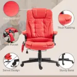 Heated Massage Office Desk Chair, Heated Reclining Computer Chair with 6 Vibration Points, Armrest and Remote, Red - Image 7