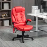 Heated Massage Office Desk Chair, Heated Reclining Computer Chair with 6 Vibration Points, Armrest and Remote, Red - Image 10