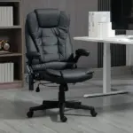 Heated Massage Reclining Office Chair 6 Vibration Points Desk Armrest Remote Control Black - Image 2