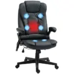 Heated Massage Reclining Office Chair 6 Vibration Points Desk Armrest Remote Control Black