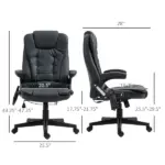Heated Massage Reclining Office Chair 6 Vibration Points Desk Armrest Remote Control Black - Image 3