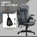 Heated Massage Reclining Office Chair 6 Vibration Points Desk Armrest Remote Control Black - Image 5