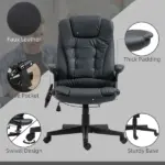 Heated Massage Reclining Office Chair 6 Vibration Points Desk Armrest Remote Control Black - Image 7