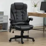 Heated Massage Reclining Office Chair 6 Vibration Points Desk Armrest Remote Control Black - Image 10