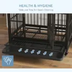 Heavy Duty Dog Cage 36 Metal Kennel with Lockable Wheels Double Door Removable Tray Gray - Image 6