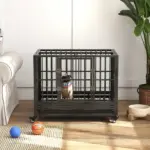 Heavy Duty Dog Cage 36 Metal Kennel with Lockable Wheels Double Door Removable Tray Gray - Image 8