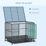 Heavy Duty Dog Cage 42 Metal Kennel with Wheels Double Door Removable Tray Gray - Image 6