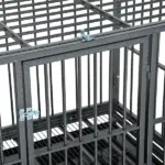 Heavy Duty Dog Cage 42 Metal Kennel with Wheels Double Door Removable Tray Gray - Image 9