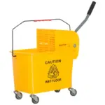 HOMCOM Heavy-Duty Janitor Mop Bucket with Wringer, Durable Yellow, Easy Clean-Up - Image 11