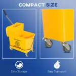 HOMCOM Heavy-Duty Janitor Mop Bucket with Wringer, Durable Yellow, Easy Clean-Up - Image 4