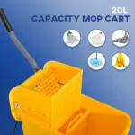 HOMCOM Heavy-Duty Janitor Mop Bucket with Wringer, Durable Yellow, Easy Clean-Up - Image 5