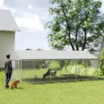 PawHut Heavy Duty Outdoor Dog Kennel with Waterproof Roof, 2 Secure Latches, Chain Link Dog Run for Backyard, 20' x 10' x 7' - Image 2