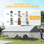 PawHut Heavy Duty Outdoor Dog Kennel with Waterproof Roof, 2 Secure Latches, Chain Link Dog Run for Backyard, 20' x 15' x 8' - Image 9
