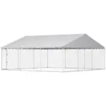 PawHut Heavy Duty Outdoor Dog Kennel with Waterproof Roof, Secure Latch, Chain Link Dog Run for Backyard, 19.7 ft x 19.7 ft x 8.9 ft