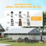 PawHut Heavy Duty Outdoor Dog Kennel with Waterproof Roof, Secure Latch, Chain Link Dog Run for Backyard, 19.7 ft x 19.7 ft x 8.9 ft - Image 9