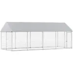 PawHut Heavy Duty Outdoor Dog Kennel with Waterproof Roof, Secure Latch, Chain Link Dog Run for Backyard, 20 ft x 7.5 ft x 8 ft