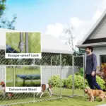 PawHut Heavy Duty Outdoor Dog Kennel with Waterproof Roof, Secure Latch, Chain Link Dog Run for Backyard, 20 ft x 7.5 ft x 8 ft - Image 5