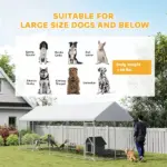 PawHut Heavy Duty Outdoor Dog Kennel with Waterproof Roof, Secure Latch, Chain Link Dog Run for Backyard, 20 ft x 7.5 ft x 8 ft - Image 7