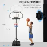 Height Adjustable Basketball Hoop, Portable Basketball Stand, 30" Backboard, Indoor Outdoor Goals Set for Kids Youth Adults - Image 4