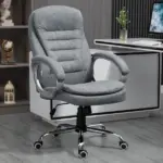 High Back Executive Home Office Chair Adjustable Height Upholstered Padding Gray - Image 2