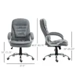 High Back Executive Home Office Chair Adjustable Height Upholstered Padding Gray - Image 3