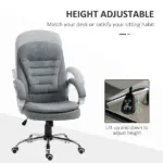 High Back Executive Home Office Chair Adjustable Height Upholstered Padding Gray - Image 4