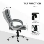 High Back Executive Home Office Chair Adjustable Height Upholstered Padding Gray - Image 5