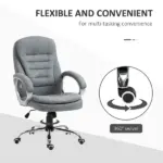 High Back Executive Home Office Chair Adjustable Height Upholstered Padding Gray - Image 6