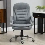 High Back Executive Home Office Chair Adjustable Height Upholstered Padding Gray - Image 10