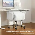 HOMCOM High Back Office Chair, Reclining Desk Chair with Footrest, High Resilience Foam, Rolling Wheels, Cream White - Image 10
