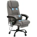 High Back PU Leather Massage Office Chair, 6 Vibration Points, Ergonomic with Footrest, Adjustable Height, Remote, Gray - Image 11