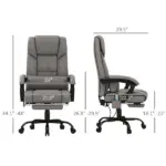 High Back PU Leather Massage Office Chair, 6 Vibration Points, Ergonomic with Footrest, Adjustable Height, Remote, Gray - Image 3
