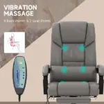 High Back PU Leather Massage Office Chair, 6 Vibration Points, Ergonomic with Footrest, Adjustable Height, Remote, Gray - Image 4