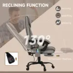 High Back PU Leather Massage Office Chair, 6 Vibration Points, Ergonomic with Footrest, Adjustable Height, Remote, Gray - Image 6
