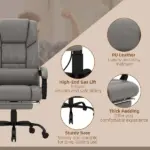 High Back PU Leather Massage Office Chair, 6 Vibration Points, Ergonomic with Footrest, Adjustable Height, Remote, Gray - Image 8