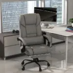 High Back PU Leather Massage Office Chair, 6 Vibration Points, Ergonomic with Footrest, Adjustable Height, Remote, Gray - Image 9