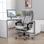 High Back Reclining Office Chair with Heat and 6 Point Vibration Massage, Gray - Image 2