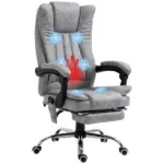 High Back Reclining Office Chair with Heat and 6 Point Vibration Massage, Gray