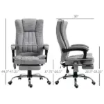 High Back Reclining Office Chair with Heat and 6 Point Vibration Massage, Gray - Image 3