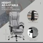 High Back Reclining Office Chair with Heat and 6 Point Vibration Massage, Gray - Image 4