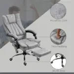 High Back Reclining Office Chair with Heat and 6 Point Vibration Massage, Gray - Image 7