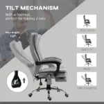 High Back Reclining Office Chair with Heat and 6 Point Vibration Massage, Gray - Image 9