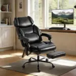 High Back Vibration Massage Office Chair Heated Reclining Computer Chair w/ Footrest, Swivel Wheels, Remote, Black - Image 2