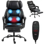 High Back Vibration Massage Office Chair Heated Reclining Computer Chair w/ Footrest, Swivel Wheels, Remote, Black - Image 11
