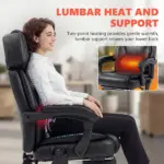 High Back Vibration Massage Office Chair Heated Reclining Computer Chair w/ Footrest, Swivel Wheels, Remote, Black - Image 5
