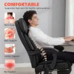 High Back Vibration Massage Office Chair Heated Reclining Computer Chair w/ Footrest, Swivel Wheels, Remote, Black - Image 6