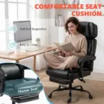 High Back Vibration Massage Office Chair Heated Reclining Computer Chair w/ Footrest, Swivel Wheels, Remote, Black - Image 7
